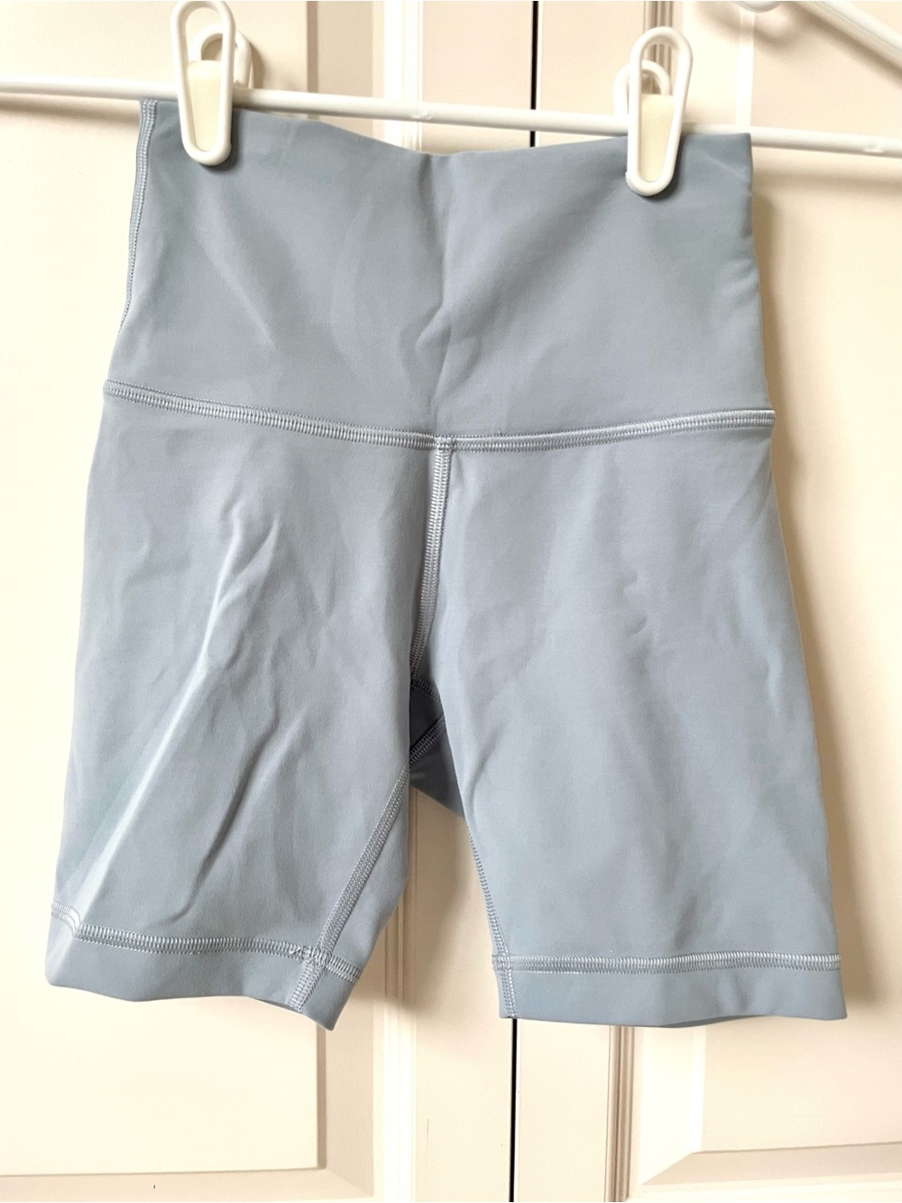 High-Waist Women’s Performance Bike Shorts - Light Blue 7”